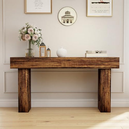 Spaco 63'' Long Console Table,2 Tier Farmhouse Entryway Table Sofa Table with Storage,Wood Behind Couch Table for Living Room, Hallway,Foyer (Dark Brown) - color: Dark Brown (63'')