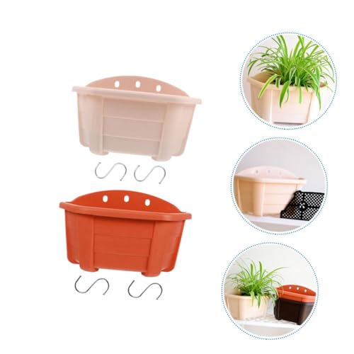 POPETPOP 2Pcs Modern Half Dome Hanging Planters for Use Durable Flower Pots Beige White Brick Red for Wall Balcony and Garden Decor