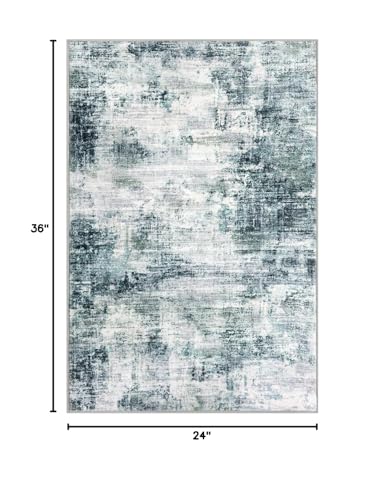 Small Abstract Area Rug 2x3 Ft Entryway Rugs Washable Door Mat Indoor Entrance, Rubber Backed Throw Rugs, Printed Faux Wool Non Slip Floor Carpet for Foyer Front Door Sink, Sage Grey - color: Sage/Grey/White, size: 2' x 3' (Rectangular)