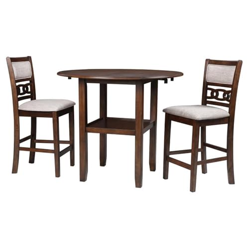 New Classic Furniture Gia 3-Piece Drop Leaf Counter Table Set with 2 Chairs, 42-Inch, Cherry - color: Cherry, size: Counter Set