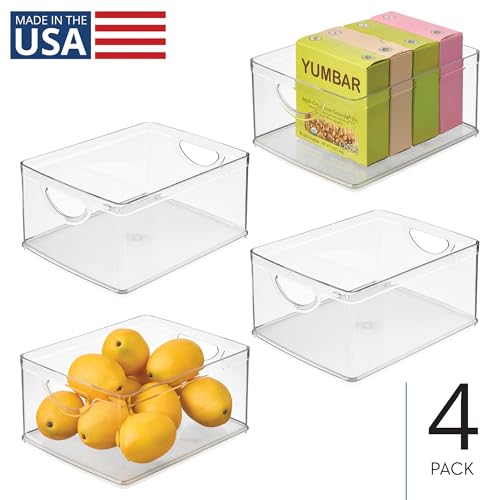 iDesign Plastic Stackable Kitchen Cabinet Storage Bin, Clear, 4-Pack | With Handles, Pantry Organizer - size: Medium, style: Pack of 4