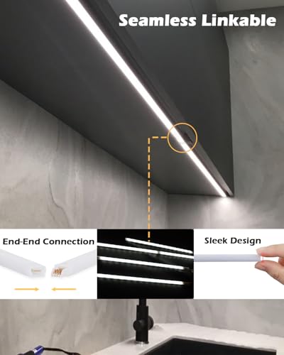 Cefrank 6-Pack Linkable Under Cabinet Lighting, 12" LED Shelf Light Bars | 1200LM Cool White • Plug-in • CRI90+ • Frosted Lens • Pantry • Bookshelf • Workbench - color: White