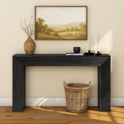 Plank+Beam Camden Console Table, 56 Inch, Rustic Char | Low-VOC Finish, Rustic Finish, Solid Wood - color: Rustic Char, size: 56 Inch without Shelf