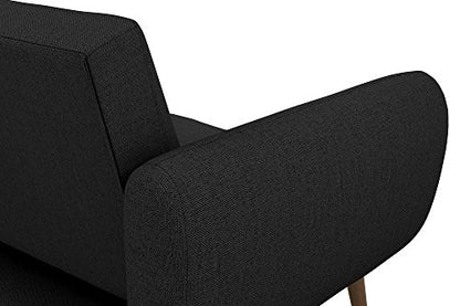 Novogratz Brittany 82 Inch Futon Sofa Bed in Faux Leather, Upholstered Couch Sleeper with Tufted Back, Mid-Century Modern Design, Dark Gray - color: Dark Gray