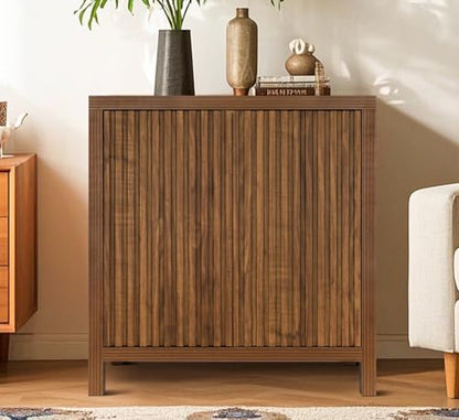 ZYBT Fluted Sideboard Buffet Cabinet, Mid Century Modern Accent Cabinet with 2 Doors and Adjustable Shelf, Storage Cupboard Credenza Console Table for Living Kitchen Dining Room Hallway - style: 2Door