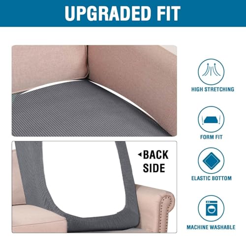 H.VERSAILTEX Super Stretch Individual Chaise Cover Sectional Couch Covers for L Shaped Sofa Both Left/Right Featuring Thick Jacquard Textured Twill Fabric (1 Piece Chaise Cover Large, Grey) - color: Grey, size: Chaise Cover Large