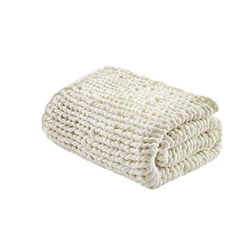 Madison Park Chunky Double Knit All Season Throw Blanket, 50 x 60, Ivory | Ultra Soft, Acrylic, Cozy Warmth for Sofa or Bed, Lightweight, Boho, OEKO-TEX Certified - color: Ivory