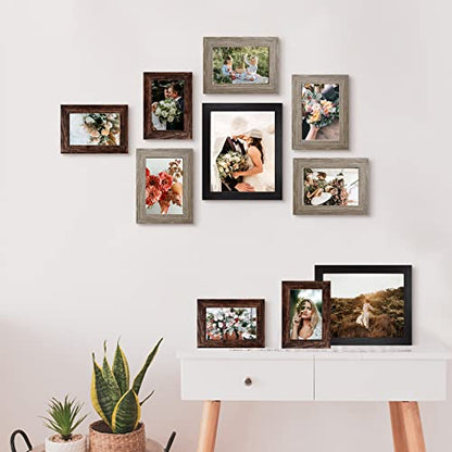 LUCKYLIFE Picture Frames Collage Wall Decor 10-Pack, Gallery Wall Frame Set with 8x10 5x7 4x6 Frames in 3 Different Finishes - color: Black&Gray&Brown