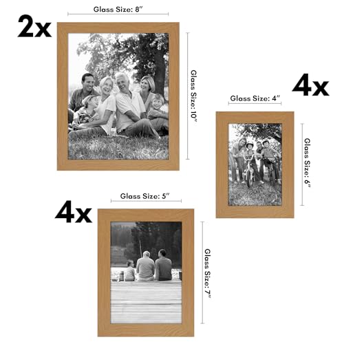 Americanflat Set of 10 Picture Frames with Shatter-Resistant Glass - Gallery Wall Frame Set with Two 8x10, Four 5x7 and Four 4x6 Frames - Signature Collection - Dark Oak | Includes two 8x10, four 5x7 and four 4x6, shatter-resistant glass, hanging hardware