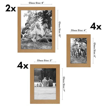 Americanflat Set of 10 Picture Frames with Shatter-Resistant Glass - Gallery Wall Frame Set with Two 8x10, Four 5x7 and Four 4x6 Frames - Signature Collection - Dark Oak | Includes two 8x10, four 5x7 and four 4x6, shatter-resistant glass, hanging hardware