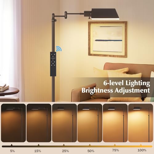 Traditional Height Adjustable Pharmacy Floor Lamp with 350° Swing Arm, Color Temperature Adjustable Standing Lamp Metal Shade for Living Room Reading House Bedroom Home Office(Bronze) - color: Bronze