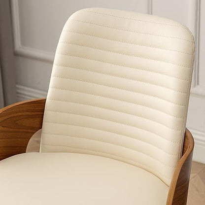 Dining Room Chairs,Mid Century Modern Kitchen Chair,Upholstered Faux Leather Accent Chairs,Metal Legs Wooden Desk Chair,Armless and No Wheels for Kitchen Dining,Beige PU,1PCS - color: Beige Pu, size: 1PCS