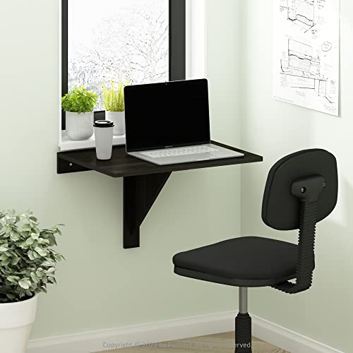 Furinno Hermite Wall Mounting Folding Table, Espresso - color: Espresso