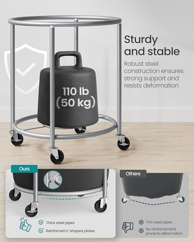 SONGMICS Laundry Basket, Rolling Steel Frame with 2 Locking Wheels, 190 L | Heavy-Duty Laundry Hamper Cart with Removable Bag, Ink Black and Metallic Silver, URLS001B01 - color: Ink Black + Metallic Silver, size: 190 L (1-Section)