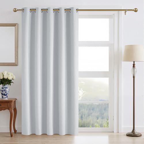 RYB HOME 100% Blackout Linen Look Curtains Thermal Insulated 100% Privacy | Thermal Insulated, Room Divider Window Drapes, Bedroom Living Room Doorway, Grommet, Grayish White, W60 x L84,1 Panel - color: Grayish White, size: 60"W x 84"L (Pack of 1)