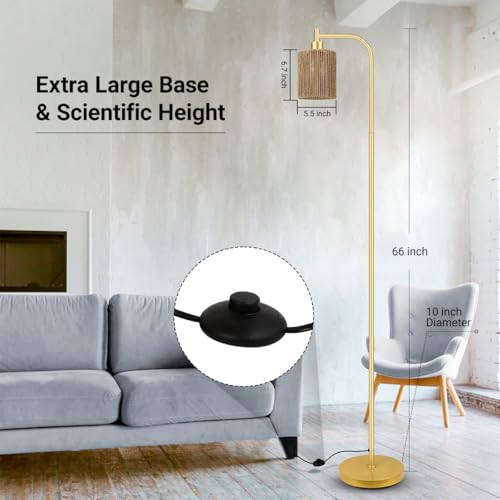 Industrial Floor Lamp, Standing Lamp with Lampshade, 6W LED Bulb Included, Modern Floor Lamp with Foot Switch, Bright LED Lamp for Living Room and Bedroom, Office - color: Gold-W