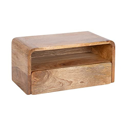 Kate and Laurel Kato Transitional Wood Floating Side Table with Drawer, 18 x 10 x 9, Natural Brown, Modern Wooden Floating Nightstand for Bedroom Bedside Table - color: Natural