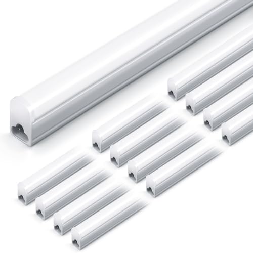 LED Shop Light for Garage, T5, 4FT, 20W, 2200LM, 6500K, 12 Pack | Linkable Expansion, Super Bright, Easy Installation, Mounting Hardware Included, for Garage Warehouse Workshop - color: Bright White-6500k, size: 4FT-12 Pack