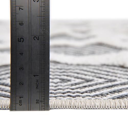 Rugs.com - Sabrina Soto Casa Rug – 12 Ft Runner Anthracite Gray Cotton Textured Runner – Modern Geometric Design for Hallways and Entryways - color: Anthracite Gray, size: 2'7" x 12' (Runner)
