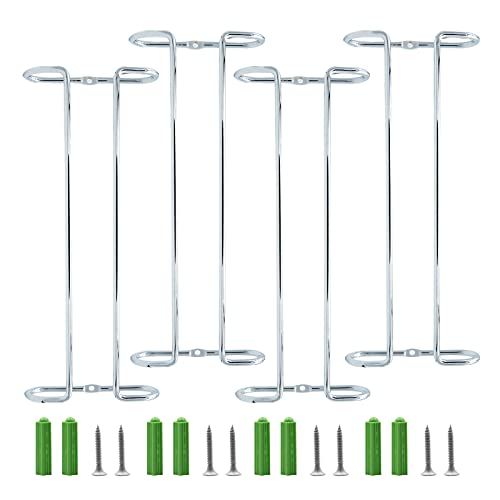 10 Inch Wine Glass Rack Under Cabinet Shelf Stemware Storage Hanging Hanger Organizer Glasses Holder with Drying Under Counter Metal for Kitchen and Bar Set of 4 Silver - size: Set of 4 silver, style: Double Opening
