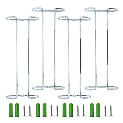 10 Inch Wine Glass Rack Under Cabinet Shelf Stemware Storage Hanging Hanger Organizer Glasses Holder with Drying Under Counter Metal for Kitchen and Bar Set of 4 Silver - size: Set of 4 silver, style: Double Opening