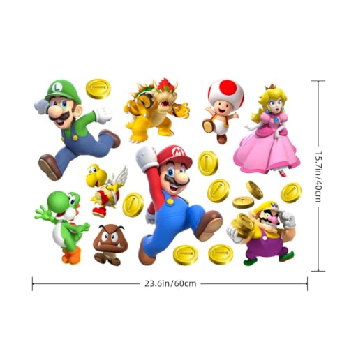 Mario Wall Stickers, Removable Wall Decals, Peel and Stick Wall Decals, Cute Bedroom & Birthday Decor