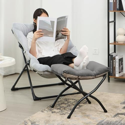 15"(H) Folding Ottoman, Set of 2, Foldable Footrest Stool, Small Foot Stool for Couch, Collapsible Foot Rest Ottoman for Sofa, Accent Padded Ottomans for Living Room, Bedroom, Dark Grey - color: Dark Grey 2pcs