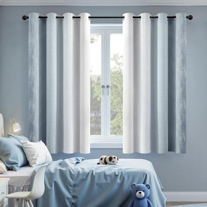 MIULEE Chambray Blue and Greyish White Ombre Blackout Curtains 52Wx54L | Full Room Darkening,Thermal Insulated,54 Inch Long,Grommet Drapes for Bedroom/Living Room,Modern Window Treatments,Set of 2 - color: Chambray Blue and Greyish White, size: 52"W x 54"
