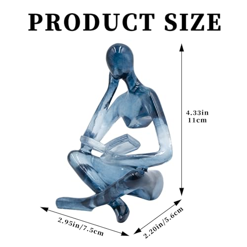 Reading Women Statue, Translucent Blue Resin Thinker Sculptures, Abstract Art Ornament, Modern Aesthetic Figurine Decoration for Home Living Room Bedroom Office Shelf Table Desk Bookshelf Decor - color: Blue, size: Left Hand