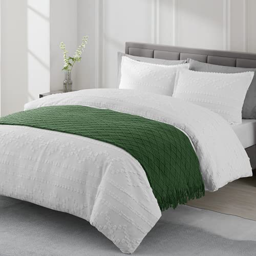 BOURINA Green Throw Blanket 50x90 Inch Boho Knitted Soft Throw Sofa Blanket | Knitted Throw Blanket 50x90 Inches, Soft Lightweight Boho Weave Throw Decorative Couch Blanket for Living Room Bed Runner - color: Green, size: 50"x90"