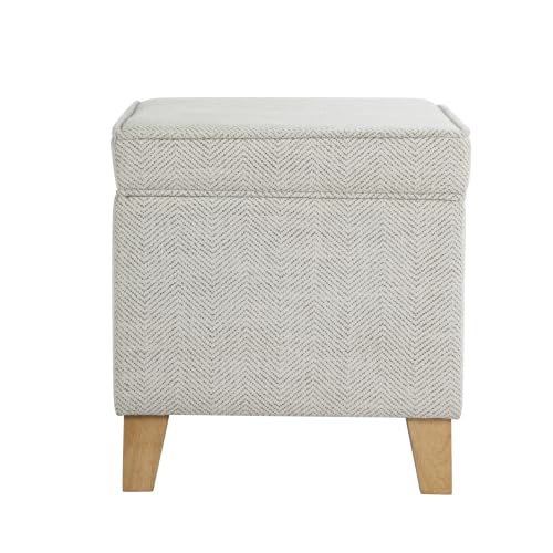 HomePop 24" Medium Storage Ottoman - Cream Chevron Woven - color: Cream Chevron Woven