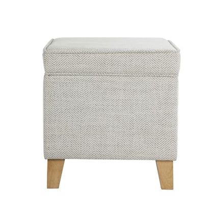 HomePop 24" Medium Storage Ottoman - Cream Chevron Woven - color: Cream Chevron Woven