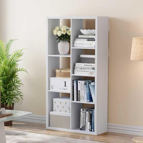 VDNEND Cube Storage Organizer Bookcase, Decorative 11 inch Open Back Cubical Shelf with Thickened Border, Display Bookshelf for Living Room, Home Office, Sturdy Room (White, 7 Cube,Standard) - color: White, size: 7 Cube,Standard
