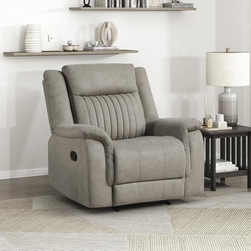 Lexicon Polished Microfiber Wall Hugger Manual Reclining Chair, Dove | 39.5"W Manual Recliner, Home Theater Seating for Living Room/Office/Apartment - color: Dove, size: Recliner