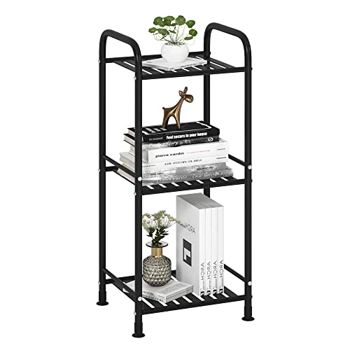 JSB 3 Tier Narrow Bathroom Shelving Unit, Kitchen Storage Rack Organizer Metal Corner Shelf for Living Room Laundry Pantry (Matte Black, 3 Tier) - color: Matte Black, size: 3 Tier
