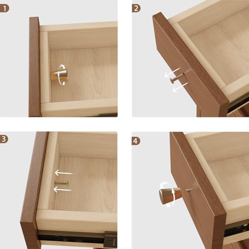 Solid Wood Narrow Nightstand with 3 Drawers,Modern Walnut,Fully Assembled | Narrow night stand,gold handles,open Shelf,skinny bedside table,slim nightstand for bedroom storage,space-saving storage - color: Walnut（15.75"d X 7.87"w X 23.62"h）