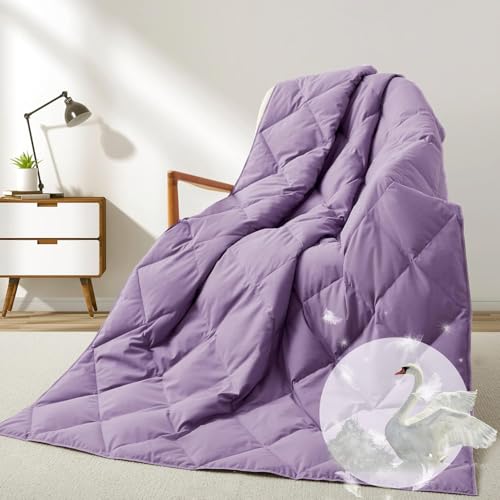 Deodar Down Fiber Throw Blanket Lightweight Packable Throw Indoor & Outdoor | Lightweight Purple Down Throw Blanket for Couch,Outdoor Picnic Lap Soft Throw Comforter for Office Bedroom, Machine Washable - color: Lavendar