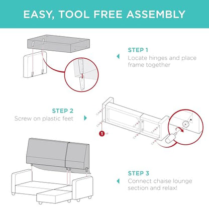 Best Choice Products Upholstered Sectional Sofa for Home, Apartment, Dorm, Bonus Room, Compact Spaces w/Chaise Lounge, 3-Seat, L-Shape Design, Reversible Ottoman Bench, 680lb Capacity - Light Blue - color: Linen - Light Blue