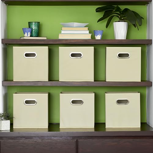 Household Essentials 82-1 Foldable Fabric Storage Bins |Set of 6 Cubby Cubes with Handles | Natural (Pack of 6) - color: Cream, size: 11” L x 11” W x 11” H (Pack of 6)