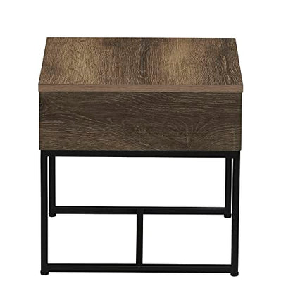Household Essentials Ashwood Wrap End Table with Black Iron Base - color: Ashwood, style: End Table