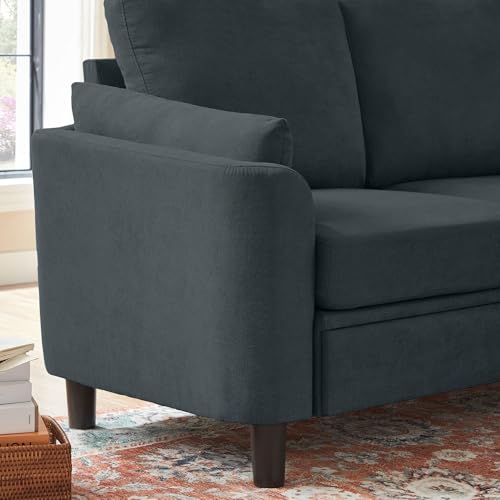 59" Loveseat Sofa, Mid Century Modern Love Seat with Back Cushions, 2-Seat Small Sofa Couch for Living Room Bedroom Small Spaces, Dark Grey - color: Dark Grey, size: Loveseat Sofa