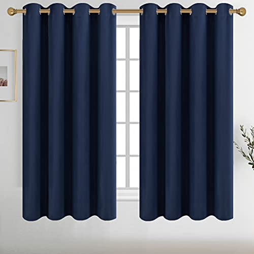 Diraysid Navy Blue Grommet Blackout Curtains for Bedroom Thermal Insulated Room Darkening Curtains Drapes, 52 x 72 inch, 2 Panels - color: Navy Blue, size: 52"W x 72"L (Pack of 2)