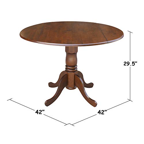 International Concepts 42" Round Dual Drop Leaf Pedestal Table - color: Espresso
