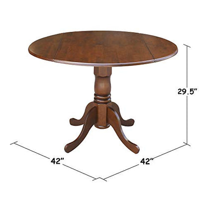 International Concepts 42" Round Dual Drop Leaf Pedestal Table - color: Espresso