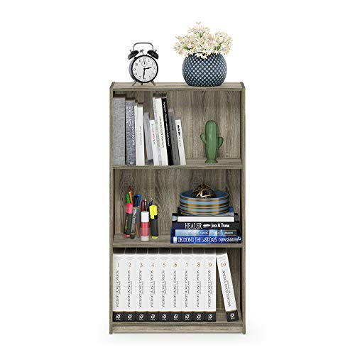 Furinno BASIC Book Shelf, 3-Tier Modern Bookshelf, Bookcase with Open Shelves, 9.3 x 21.8 x 39.5, for Living Room, Bedroom, Home Office, Sonoma Oak - color: Sonoma Oak, size: 3-Tier
