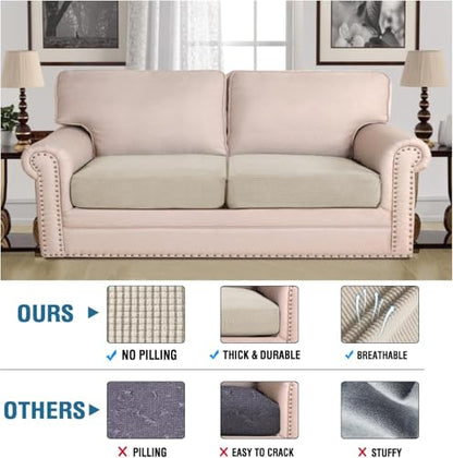 H.VERSAILTEX Super Stretch Individual Seat, Sofa Covers Couch , cushion covers Slipcover Sets Thick Jacquard Textured Twill Fabric (2 Piece Large Sofa cushion covers, Island Fossi) - color: Island Fossi, size: 2 Cushion Sofa