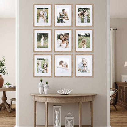 Sheffield Home 9 Piece Gallery Wall Frame Set, 11x14 Inch, Light Natural - color: Light Natural, size: 11x14 Inch