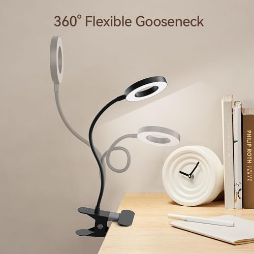 2 Pack LED Clip on Desk Lamp, Metal 360 Adjustable Neck | Eye-Caring Clamp Lamp, Memory Function, 3 Color Modes & 10 Brightness Levels, For Home, Office, Dorm, Bedroom - style: Clip-on Desk Lamp-2Pcak