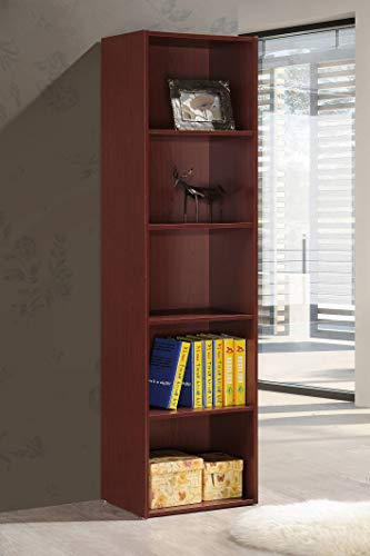 Hodedah 5 Shelf Bookcase and Office Organizer - color: Mahogany, size: 5-Shelf