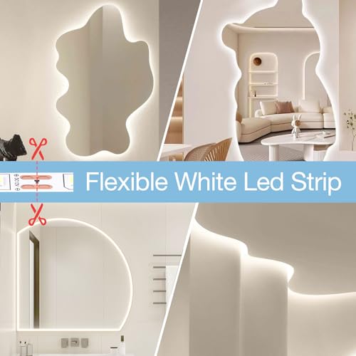 20ft White LED Strip Lights with Remote, 6500K Dimmable 12V LED Light Strip, 360 LEDs Flexible Cuttable Tape Lights for Bedroom Kitchen Cabinet Ceiling Lighting - size: 20ft-White Light Strip